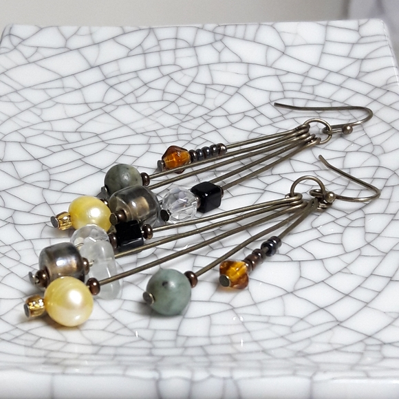 BohemiaLiz earrings Artisan Handmade, Gemstones, Rare/Vinted Glass, Lucky Scoop - Picture 3 of 12